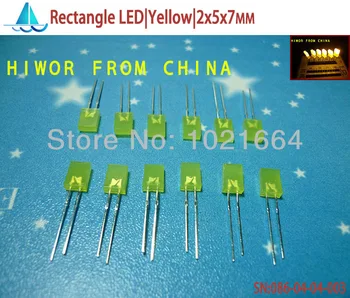 (200pcs/masse)(LED|Rektangel 2x5x7MM) 2*5*7 MM Rektangel LED,gul,Gul Emitting Farve, lysdiode